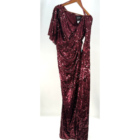 Mac Duggal 93540 Size 16 Embellished Cap Sleeve Cowl Neck Trumpet Gown Red NWT - Picture 7 of 14